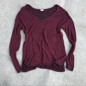 Garage off shoulder maroon vneck xs sweater